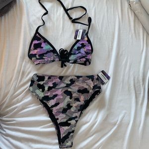 Freedom Rave Wear Top & Brazilian Bottoms set